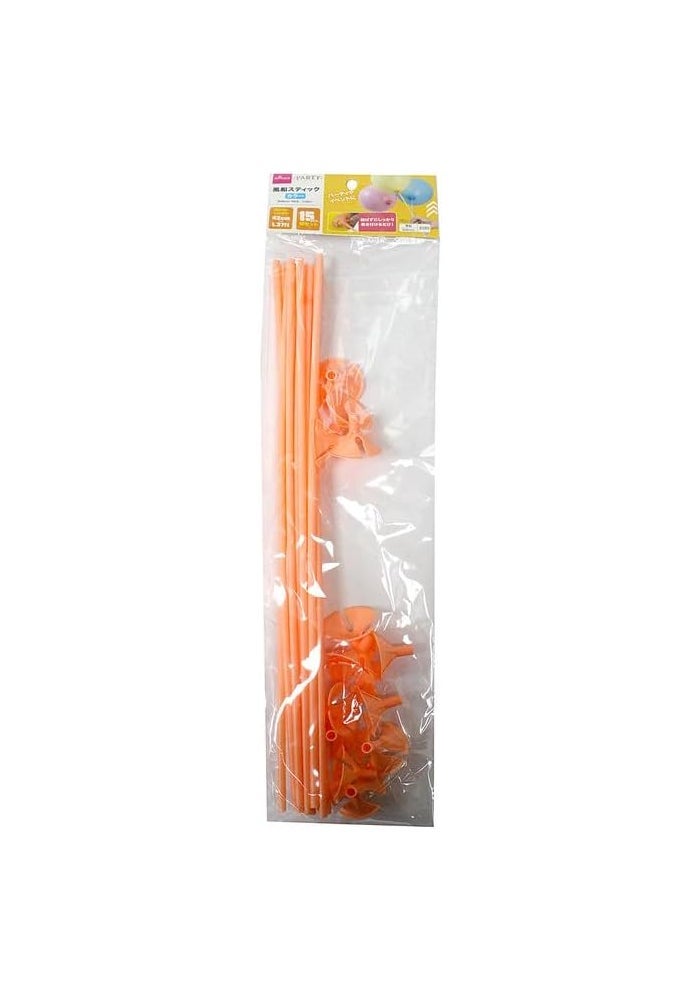 DAISO Balloon Stick Set - 42Cm (1.37Ft) - 15 Pcs - Orange - Image 1